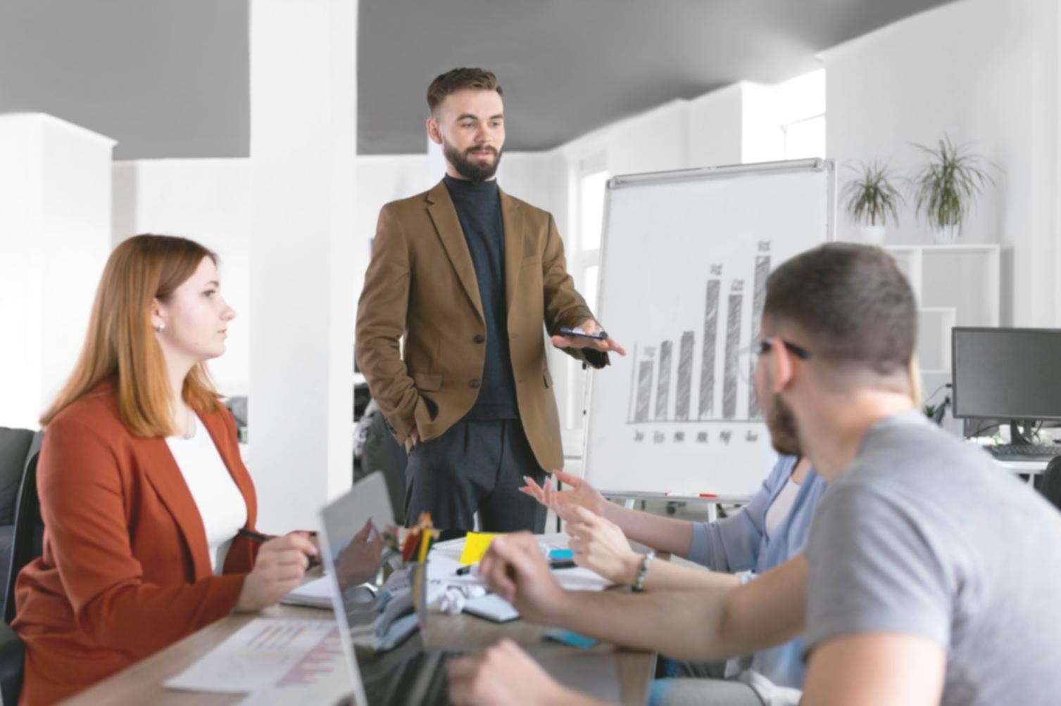 Business professional analyzing financial data on computer